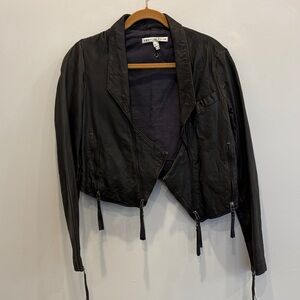 Twenty8Twelve Black Leather Jacket with Zipper Details